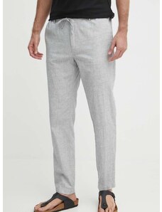 Панталон с лен BOSS в сиво със стандартна кройка 50512565
