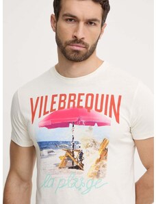 Памучна тениска Vilebrequin PORTISOL в бежово с принт PTSAP386