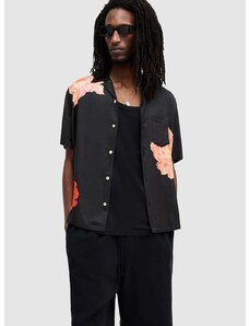 Риза AllSaints ROZE SS SHIRT мъжка в черно със свободна кройка M033SA