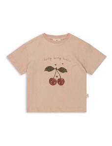 Тениска с лен Konges Sløjd в розово
