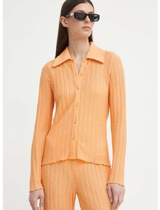 Риза Résumé AbbyRS дамска в оранжево с кройка по тялото с класическа яка 20471120