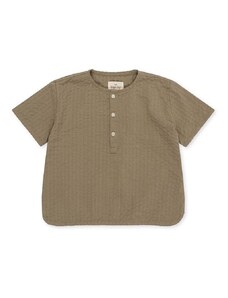 Детска памучна тениска Konges Sløjd в кафяво с десен