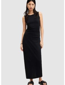 Памучна рокля AllSaints KATARINA DRESS в черно дълга с кройка по тялото W009DA