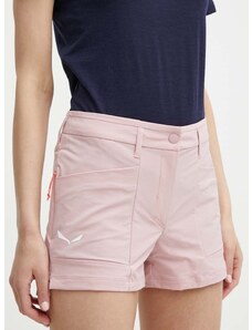 Къс панталон за спортове на открито Salewa Puez в розово с изчистен дизайн със стандартна талия 00-0000028315