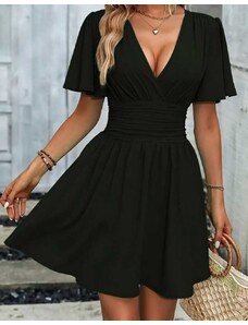 Creative Къса дамска рокля в черно с ефектно деколте - код 71124