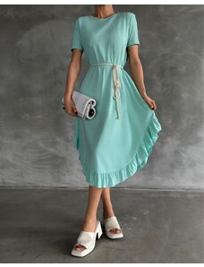 Creative Разкроена дамска рокля в цвят мента - код 30800