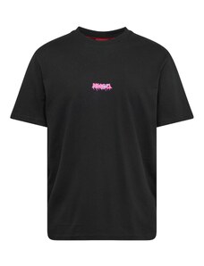 HUGO Тениска 'Dindion' тюркоазен / розово / черно