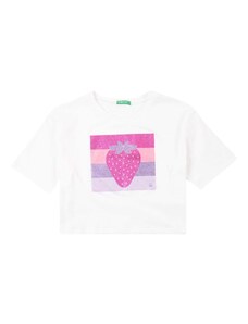UNITED COLORS OF BENETTON Тениска тъмнолилаво / розово / пепел от рози / бяло