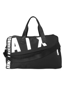 ARMANI EXCHANGE Пътна чанта черно / бяло