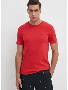 Памучна тениска Polo Ralph Lauren в червено с изчистен дизайн 710671438