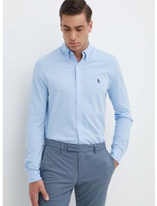 Памучна риза Polo Ralph Lauren мъжка в синьо със стандартна кройка с яка копче 710654408