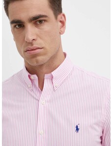 Риза Polo Ralph Lauren мъжка в розово с кройка по тялото яка копче 710929344