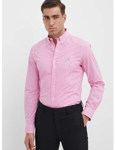 Риза Polo Ralph Lauren мъжка в розово с кройка по тялото яка копче 710929345