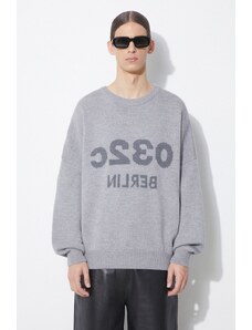 Вълнен пуловер 032C Selfie Sweater мъжки в сиво SS24-K-1010
