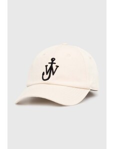 Памучна шапка с козирка JW Anderson Baseball Cap в бежово с апликация AC0198.FA0349.106