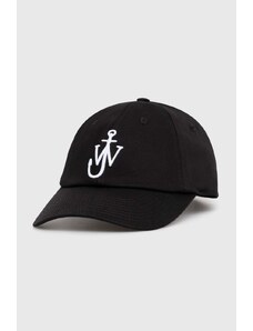 Памучна шапка с козирка JW Anderson Baseball Cap в черно с апликация AC0198.FA0349.999