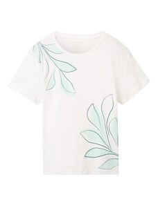 TOM TAILOR Тениска мента / елхово зелено / мръсно бяло