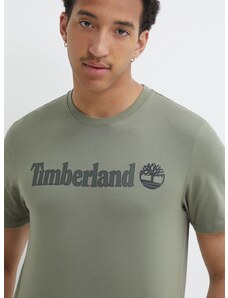 Памучна тениска Timberland в зелено с принт TB0A5UPQ5901