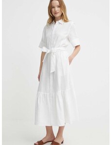 Ленена рокля Polo Ralph Lauren в бяло среднодълга разкроена 211935828
