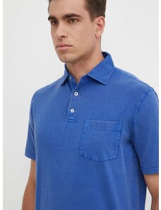 Тениска с яка лен Polo Ralph Lauren в синьо с изчистен дизайн 710900790