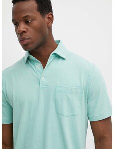 Тениска с яка лен Polo Ralph Lauren в зелено с изчистен дизайн 710900790