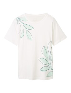 Tom Tailor Women + Тениска смарагдово зелено / мента / мръсно бяло