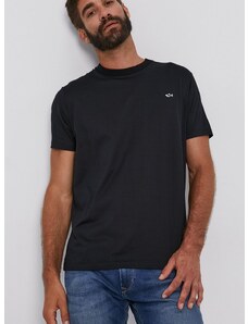 Памучна тениска Paul&Shark в черно с изчистен дизайн