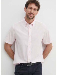 Памучна риза Tommy Hilfiger мъжка в розово със стандартна кройка с яка копче MW0MW33809