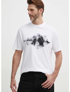 Памучна тениска Karl Lagerfeld в бяло с принт 542224.755148