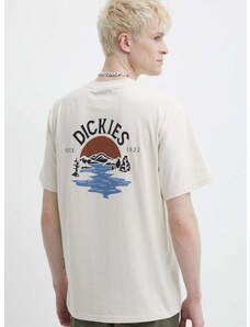 Памучна тениска Dickies BEACH TEE SS в бежово с принт DK0A4YRD