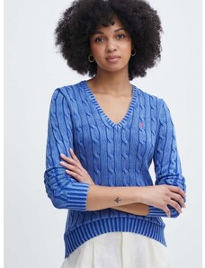 Памучен пуловер Polo Ralph Lauren в синьо 211935305
