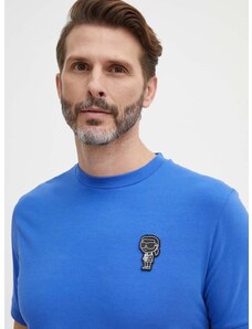 Тениска Karl Lagerfeld в синьо с апликация 542221.755026