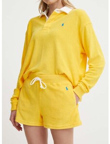 Къс панталон Polo Ralph Lauren в жълто с изчистен дизайн с висока талия 211936222