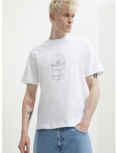 Памучна тениска HUGO в бяло с апликация 50513832