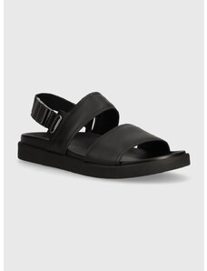 Кожени сандали Calvin Klein BACK STRAP W/ ICONIC PLAQUE в черно HM0HM01383