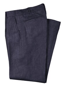 Brooksfield Pleated Linen Trousers — Navy