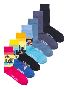 JACK & JONES Къси чорапи 'CITIES' опушено синьо / кралско синьо / гълъбово синьо / светлосиньо / розово / черно