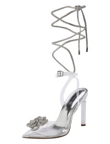 CALL IT SPRING Дамски обувки на ток с отворена пета 'BLOSSOM' сребърно / бяло