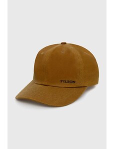 Памучна шапка с козирка Filson Oil Tin Low Profile Logge в кафяво с изчистен дизайн FMACC0145