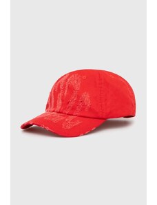 Памучна шапка с козирка 032C Crisis в червено с апликация SS24-A-0011