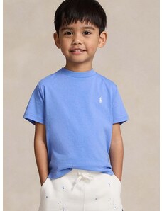 Детска памучна тениска Polo Ralph Lauren в лилаво с принт