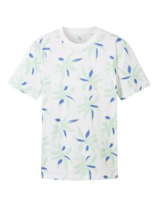TOM TAILOR DENIM Тениска синьо / пастелно зелено / бяло