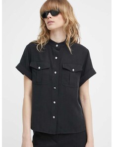 Риза Theory дамска в черно със стандартна кройка