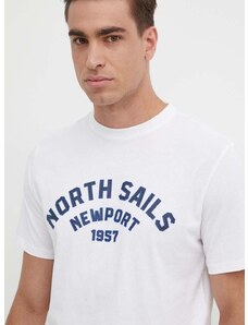 Памучна тениска North Sails в бяло с принт 692988