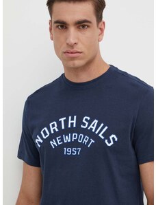 Памучна тениска North Sails в тъмносиньо с принт 692988