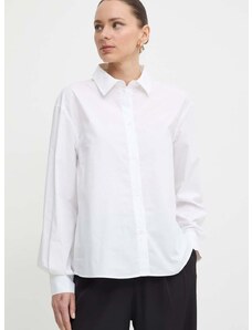 Памучна риза Armani Exchange дамска в бяло със стандартна кройка с класическа яка 3DYC27 YN4RZ