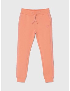 Детски спортен панталон Guess в оранжево с изчистен дизайн