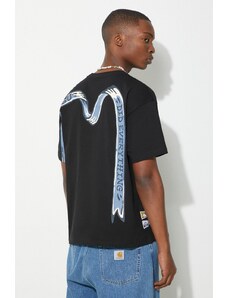 Памучна тениска Evisu Ribbon Daicock Printed в черно с принт 2ESHTM4TS1080