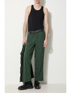 Памучен панталон Corridor Floral Embroidered Trouser в зелено със стандартна кройка TR0076