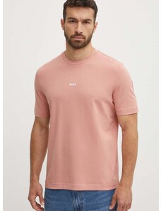 Тениска BOSS BOSS ORANGE в розово с изчистен дизайн 50473278